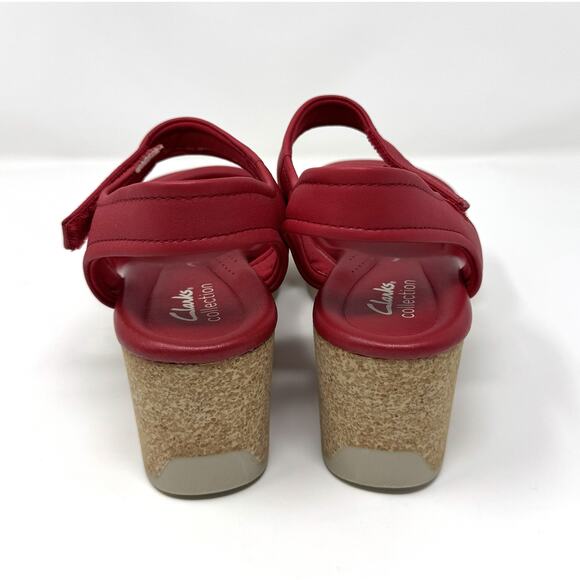 Clarks Collection Women's Chelseah Gem Wedge Sandal, Red Leather, Size 7 - Picture 4 of 7